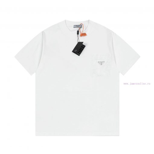 Prada Prada Spring And Summer Chest Pocket Short Sleeved T-shirt Available For Customized Prada iqyludgh - Image 2