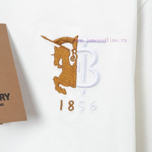 Burberry Logo Embroidered Logo Short Sleeved T-shirt Original Mold High-quality Pure Cotton Wit v7zzx3tm - Image 5