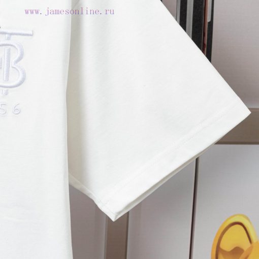 Burberry Logo Embroidered Logo Short Sleeved T-shirt Original Mold High-quality Pure Cotton Wit v7zzx3tm - Image 6