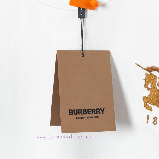 Burberry Logo Embroidered Logo Short Sleeved T-shirt Original Mold High-quality Pure Cotton Wit v7zzx3tm - Image 7