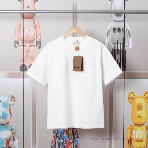 Burberry Logo Embroidered Logo Short Sleeved T-shirt Original Mold High-quality Pure Cotton Wit rxxp98sp - Image 2