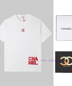 CHANEL Towel Embroidered Short Sleeved Shirt Front Piece Lg High-end Embroidery The English Let o76dddmm