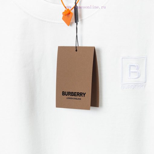 Burberry Logo Embroidered Logo Short Sleeved T-shirt Original Mold High-quality Pure Cotton Wit rxxp98sp - Image 6