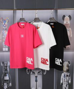 CHANEL Logo Towel Embroidered Short Sleeved Shirt Front Piece Lg High-end Embroidery The Englis fltg8znv