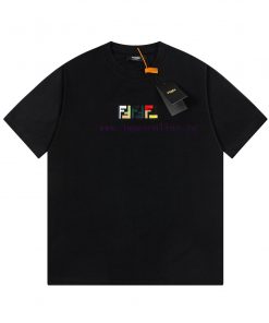 FENDI Spring/Summer New Embroidered Casual Short Sleeves Detail Original Mold Opening Synchroni 7rs01vdu