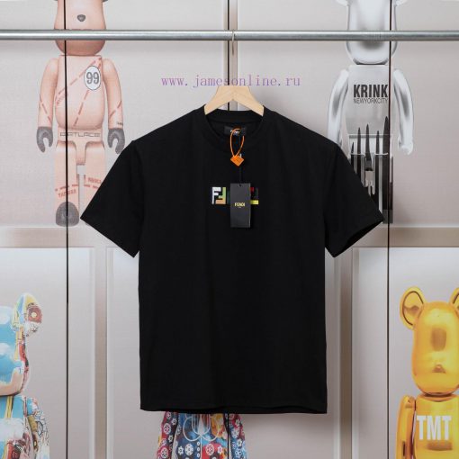FENDI Spring/Summer New Embroidered Casual Short Sleeves Detail Original Mold Opening Synchroni 18k9zdkv
