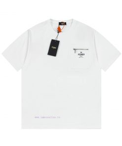 FENDI Spring/Summer New Pocket Printed Casual Short Sleeve T-shirt Detail Original Mold Opening v41b59nw