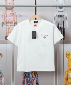 FENDI Spring/Summer New Pocket Printed Casual Short Sleeve T-shirt Detail Original Mold Opening nkfb6aqh
