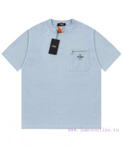 FENDI Spring/Summer New Pocket Printed Casual Short Sleeve T-shirt Detail Original Mold Opening 8ut744rk