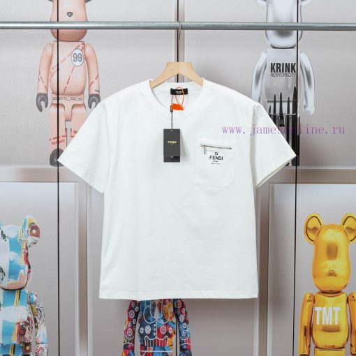 FENDI Spring/Summer New Pocket Printed Casual Short Sleeve T-shirt Detail Original Mold Opening nkfb6aqh - Image 2