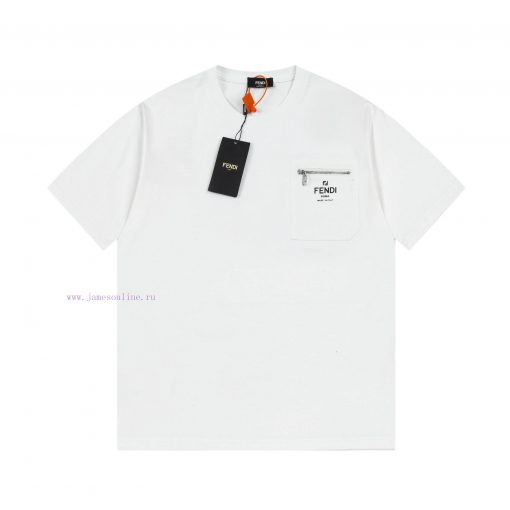 FENDI Spring/Summer New Pocket Printed Casual Short Sleeve T-shirt Detail Original Mold Opening v41b59nw - Image 2