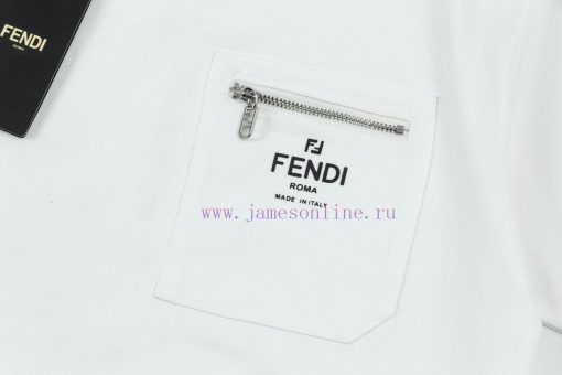 FENDI Spring/Summer New Pocket Printed Casual Short Sleeve T-shirt Detail Original Mold Opening v41b59nw - Image 6