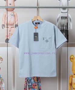 FENDI Spring/Summer New Pocket Printed Casual Short Sleeve T-shirt Detail Original Mold Opening p2znb9am