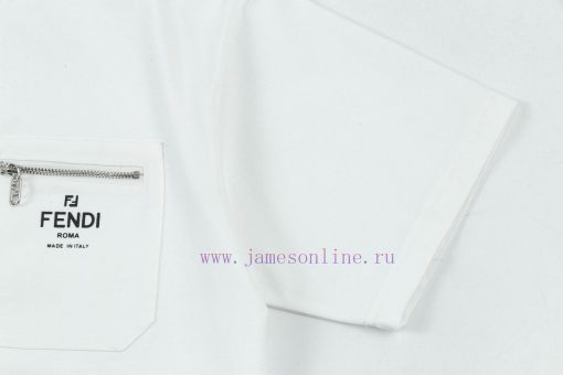 FENDI Spring/Summer New Pocket Printed Casual Short Sleeve T-shirt Detail Original Mold Opening v41b59nw - Image 7