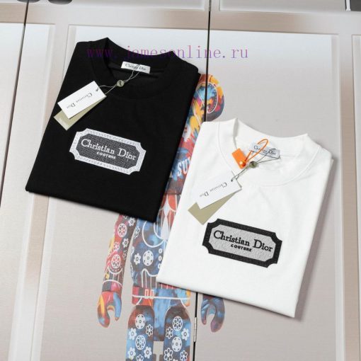 Dior DIOR's New Classic Embroidered Short Sleeved T-shirt Made Of High-quality Nylon And Pure C 384sw4eu - Image 5