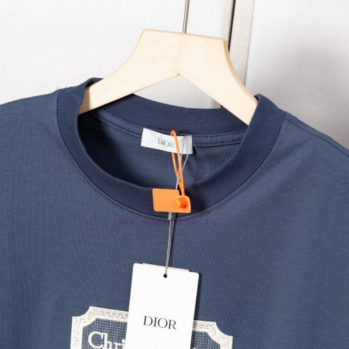 Dior DIOR's New Classic Embroidered Short Sleeved T-shirt Made Of High-quality Nylon And Pure C 384sw4eu - Image 8