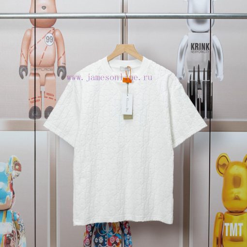 Dior DIOR's New Velvet Fabric Jacquard Short Sleeved T-shirt With A Triangular Opening On The C k47hn0ep