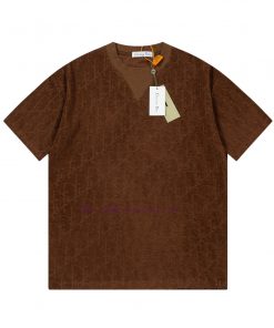 Dior DIOR's New Velvet Fabric Jacquard Short Sleeved T-shirt With A Triangular Opening On The C a32vbjlx