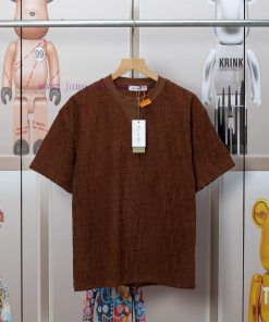Dior DIOR's New Velvet Fabric Jacquard Short Sleeved T-shirt With A Triangular Opening On The C e86w78gh