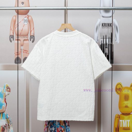 Dior DIOR's New Velvet Fabric Jacquard Short Sleeved T-shirt With A Triangular Opening On The C k47hn0ep - Image 3