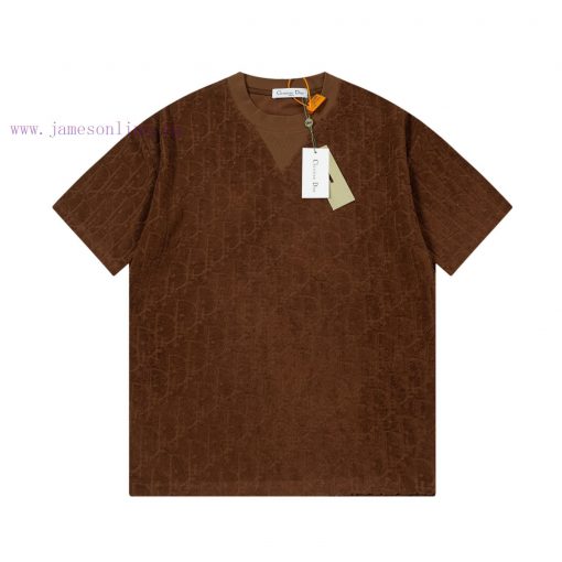 Dior DIOR's New Velvet Fabric Jacquard Short Sleeved T-shirt With A Triangular Opening On The C a32vbjlx - Image 2