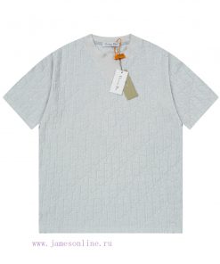 Dior DIOR's New Velvet Fabric Jacquard Short Sleeved T-shirt With A Triangular Opening On The C mvz9jxda