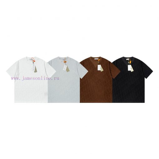 Dior DIOR's New Velvet Fabric Jacquard Short Sleeved T-shirt With A Triangular Opening On The C 293n1try - Image 4