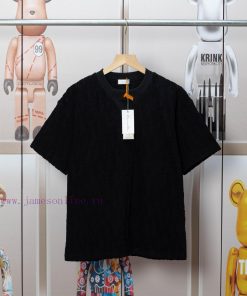 Dior DIOR's New Velvet Fabric Jacquard Short Sleeved T-shirt With A Triangular Opening On The C i4qzjur1