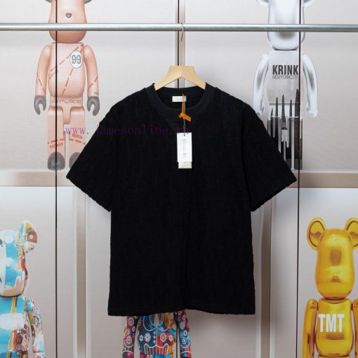 Dior DIOR's New Velvet Fabric Jacquard Short Sleeved T-shirt With A Triangular Opening On The C i4qzjur1 - Image 2