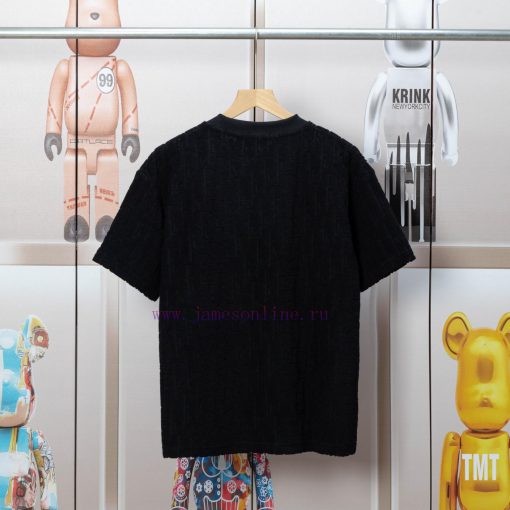 Dior DIOR's New Velvet Fabric Jacquard Short Sleeved T-shirt With A Triangular Opening On The C i4qzjur1 - Image 3