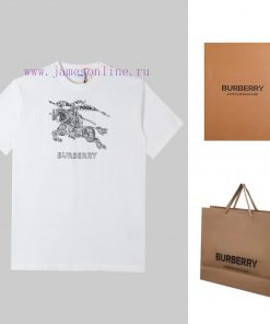 Burberry Logo Embroidered Logo Short Sleeved Shirt Original Mold High-quality Heavy-duty Double ql0vivtf