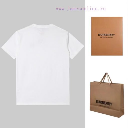 Burberry Logo Embroidered Logo Short Sleeved Shirt Original Mold High-quality Heavy-duty Double ql0vivtf - Image 3