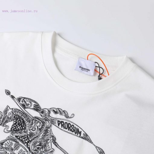 Burberry Logo Embroidered Logo Short Sleeved Shirt Original Mold High-quality Heavy-duty Double ql0vivtf - Image 4
