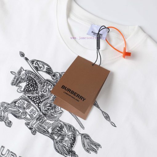 Burberry Logo Embroidered Logo Short Sleeved Shirt Original Mold High-quality Heavy-duty Double ql0vivtf - Image 5