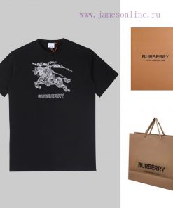 Burberry Logo Embroidered Logo Short Sleeved Shirt Original Mold High-quality Heavy-duty Double 6guv8vu5