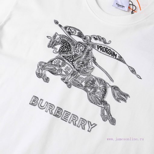 Burberry Logo Embroidered Logo Short Sleeved Shirt Original Mold High-quality Heavy-duty Double ql0vivtf - Image 6