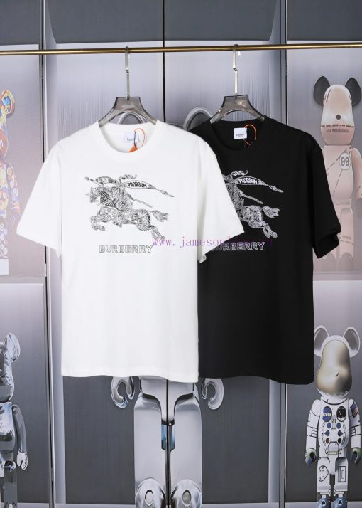 Burberry Logo Embroidered Logo Short Sleeved Shirt Original Mold High-quality Heavy-duty Double d30r2jcg - Image 2