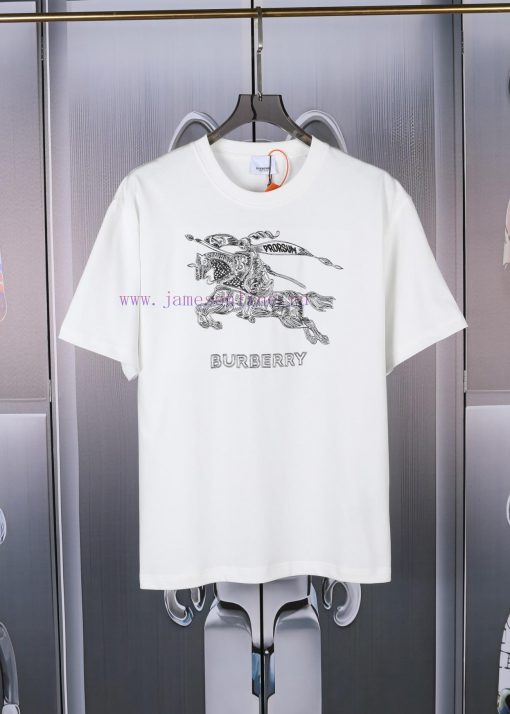 Burberry Logo Embroidered Logo Short Sleeved Shirt Original Mold High-quality Heavy-duty Double w5r54cjv - Image 3