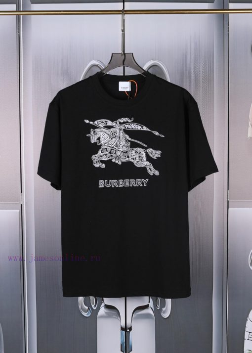 Burberry Logo Embroidered Logo Short Sleeved Shirt Original Mold High-quality Heavy-duty Double d30r2jcg - Image 3