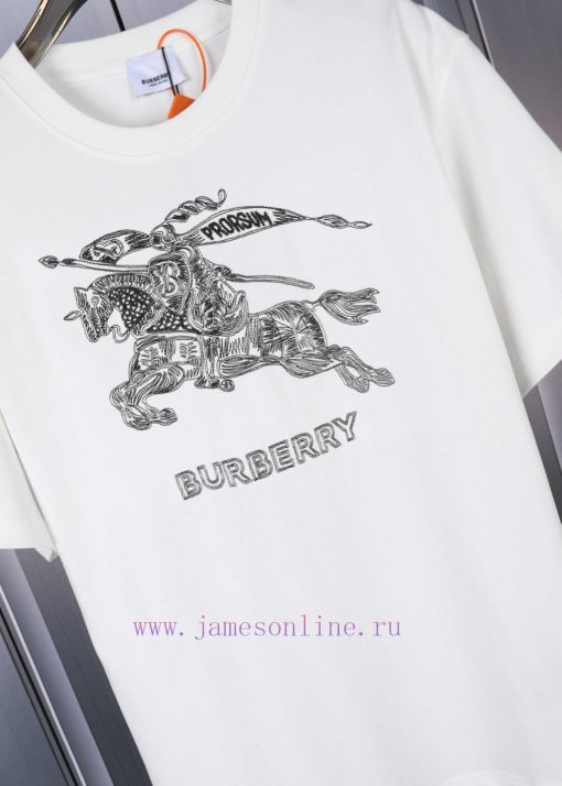 Burberry Logo Embroidered Logo Short Sleeved Shirt Original Mold High-quality Heavy-duty Double w5r54cjv - Image 8