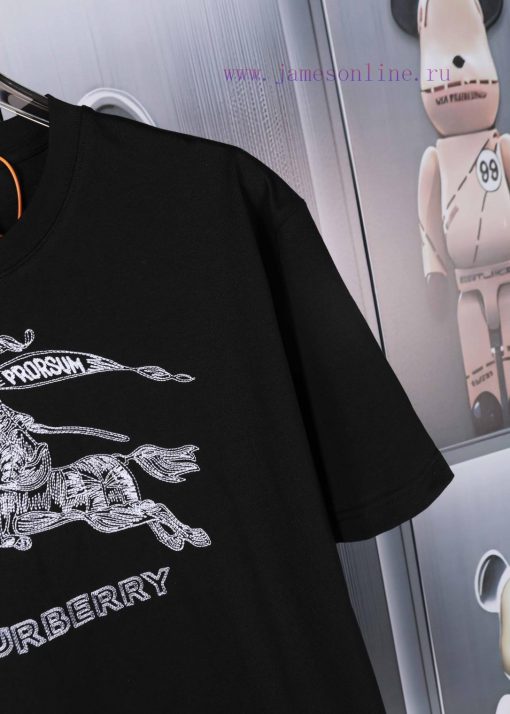Burberry Logo Embroidered Logo Short Sleeved Shirt Original Mold High-quality Heavy-duty Double d30r2jcg - Image 8