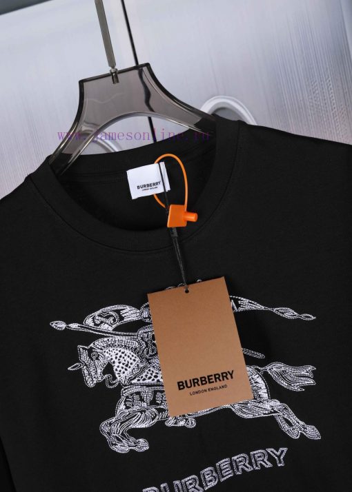 Burberry Logo Embroidered Logo Short Sleeved Shirt Original Mold High-quality Heavy-duty Double d30r2jcg - Image 9