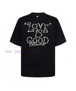 MostGOODBRAND Pearl Slogan Letter Round Neck Short Sleeve T-shirt For Men And Women 350g Heavy pqocbpmj
