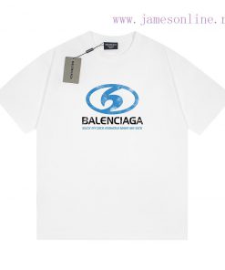 Heavy Weight Fabric 280g Balenciaga Vintage Blue Label Letter Co Printed Short Sleeved Shirt Fr 3btia201