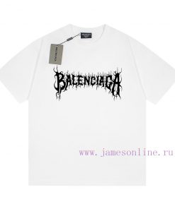 Heavy Weight Fabric 280g Balenciaga Flame Letter Classic Printed Short Sleeved Shirt From Balen gq85406s