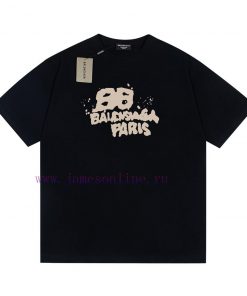 280g Balenciaga Graffiti Letter Printed Short Sleeve Heavy Weight FabricFrom Fabric To Accessor e486nx2n