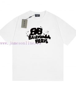 280g Balenciaga Graffiti Letter Printed Short Sleeve Heavy Weight FabricFrom Fabric To Accessor ekvue8lf
