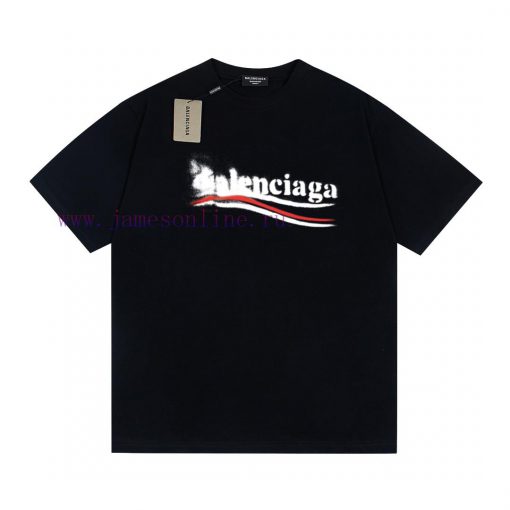Heavy Weight Fabric 280g Balenciaga Balenciaga Fuzzy Cola Letter Printed Short Sleeved ShirtFro t0xc9lcs - Image 2