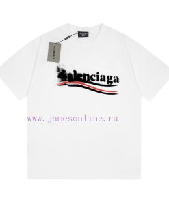 Heavy Weight Fabric 280g Balenciaga Balenciaga Fuzzy Cola Letter Printed Short Sleeved ShirtFro grnf51wb