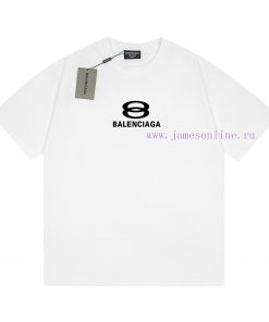 Heavy Weight Fabric 280g Balenciaga Balenciaga Double Ring Letter Printed Short Sleeved ShirtFr i5sifsk8